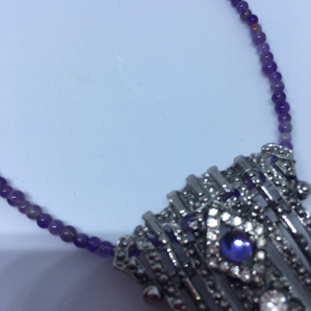 Amethyst Necklace with stunning vintage brooch - Picture 3 of 5